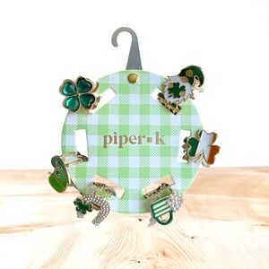 Piper k St. Patrick’s Green and Gold Shamrock Leprechaun Hair Clips Set